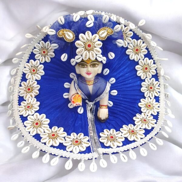 Blue Navratri/Radha Ashtmi Heavy Lace Designer Dress with Pagdi For Laddu Gopal Ji