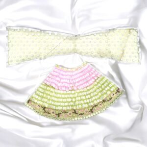Designer Lehnga Patka in Pastel Green-Pink Color for God Idols