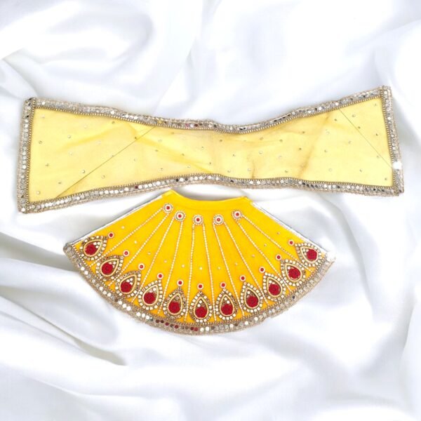 Designer Lehnga Patka Zarkan Design in Yellow Color for God Idols