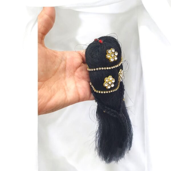 10inch straight hair with choti for Radha Rani - Image 3
