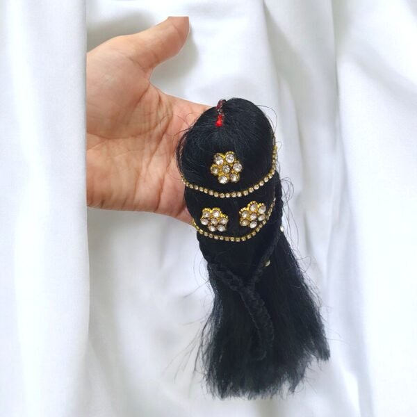 10inch straight hair with choti for Radha Rani - Image 2
