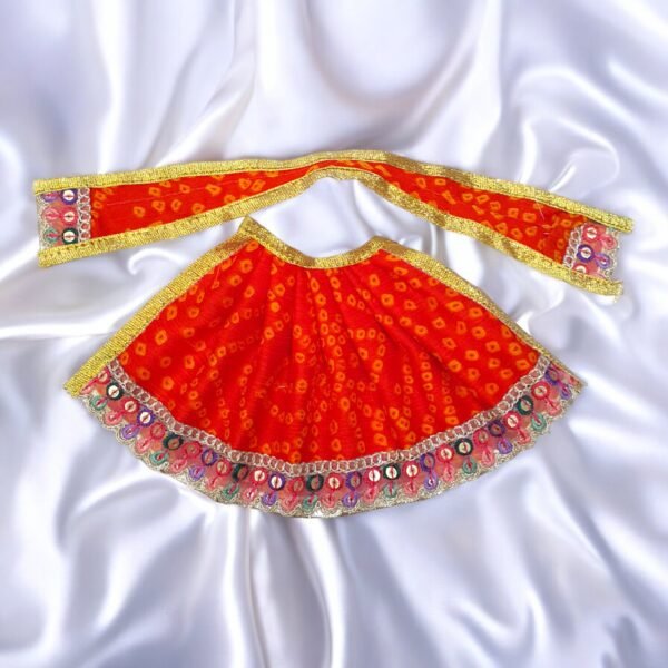 Bandhej Design Lehnga Patka Dress for God idol - Image 4