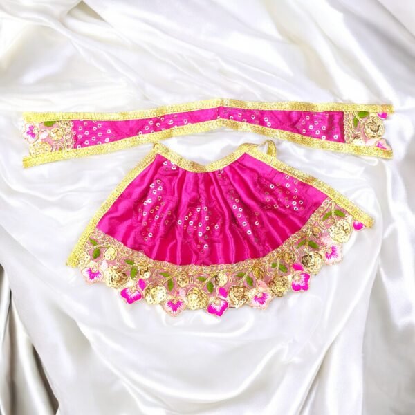Premium quality Silk Design Poshak Lehnga Patka for God idol - Image 3