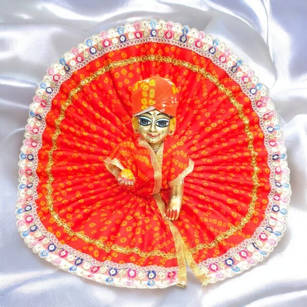 Premium Quality Bandhani Poshak with free pagdi for God idol - Image 3