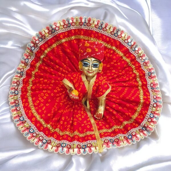 Premium Quality Bandhani Poshak with free pagdi for God idol - Image 4