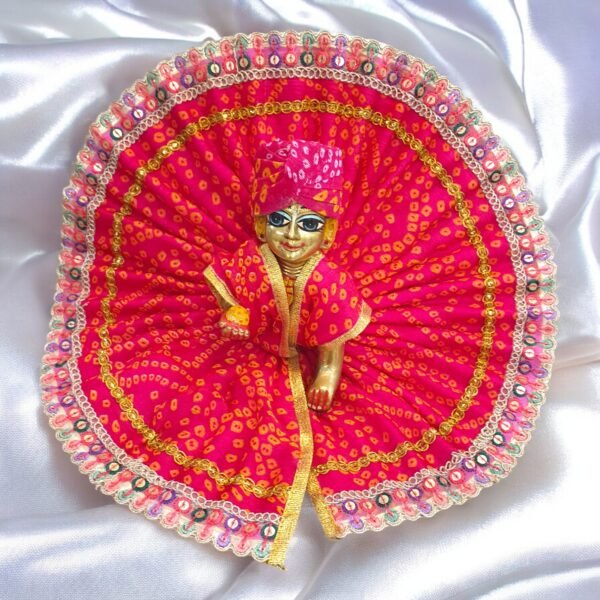 Premium Quality Bandhani Poshak with free pagdi for God idol - Image 5