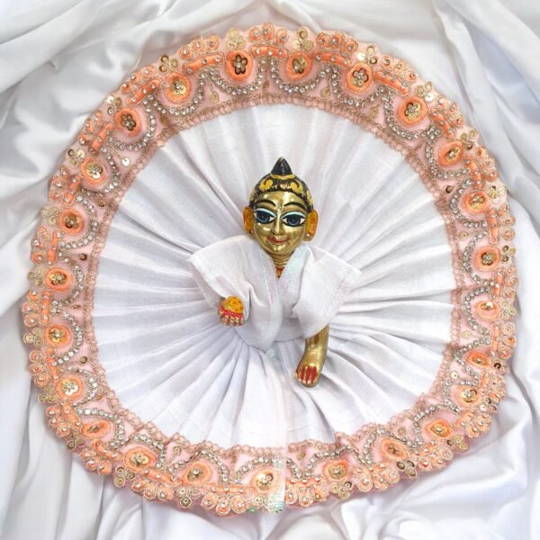 White Poshak with colored Lace design Poshak for God Idols - Image 2