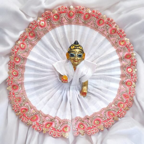 White Poshak with colored Lace design Poshak for God Idols - Image 5