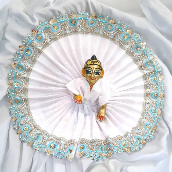 White Poshak with colored Lace design Poshak for God Idols - Image 6