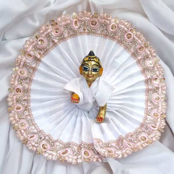 White Poshak with colored Lace design Poshak for God Idols - Image 7