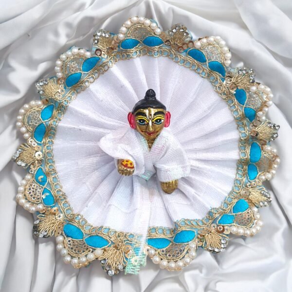 White Poshak with colored Lace design Poshak for God Idols - Image 8