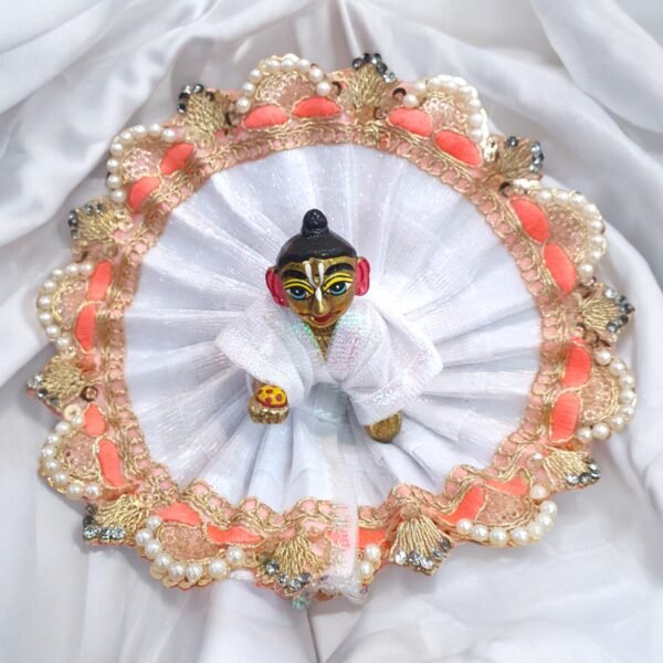 White Poshak with colored Lace design Poshak for God Idols - Image 10
