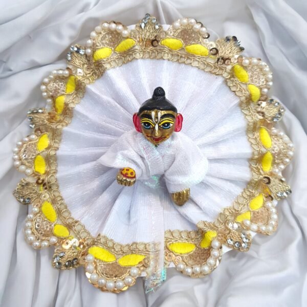 White Poshak with colored Lace design Poshak for God Idols - Image 12