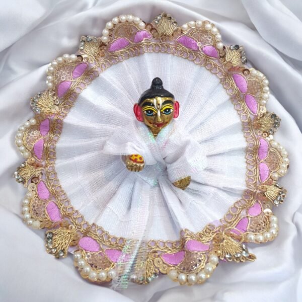 White Poshak with colored Lace design Poshak for God Idols - Image 13