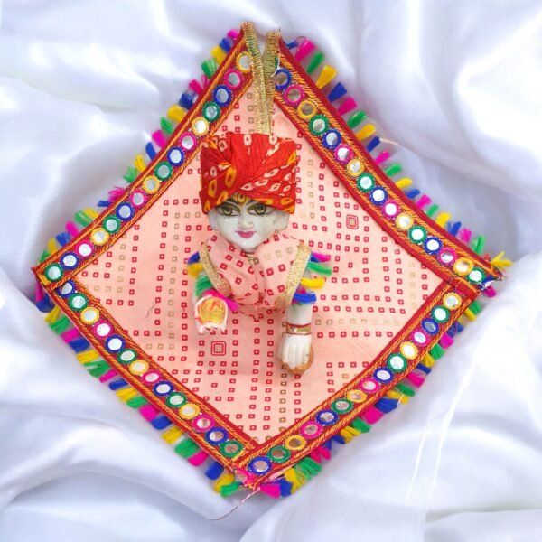Square Shape - Bandhani Poshak with free pagdi for God Idols - Image 2