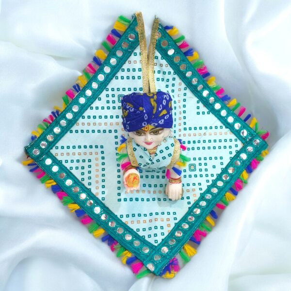 Square Shape - Bandhani Poshak with free pagdi for God Idols - Image 3