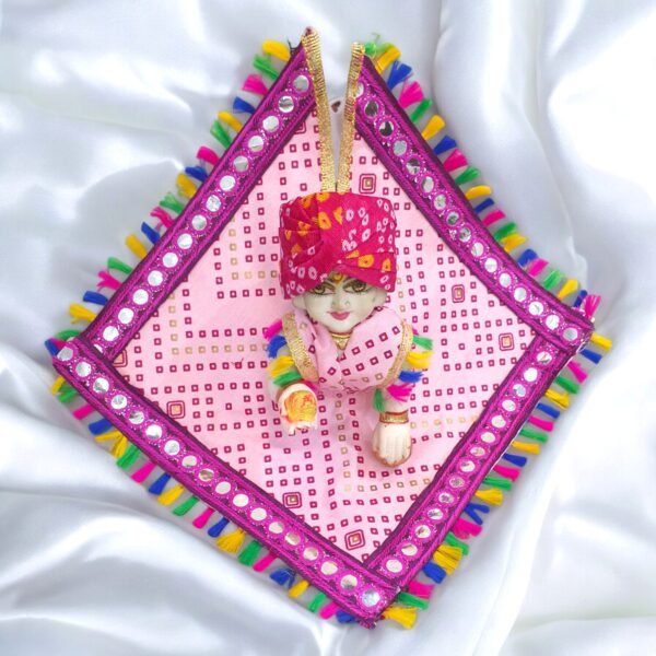Square Shape - Bandhani Poshak with free pagdi for God Idols - Image 4