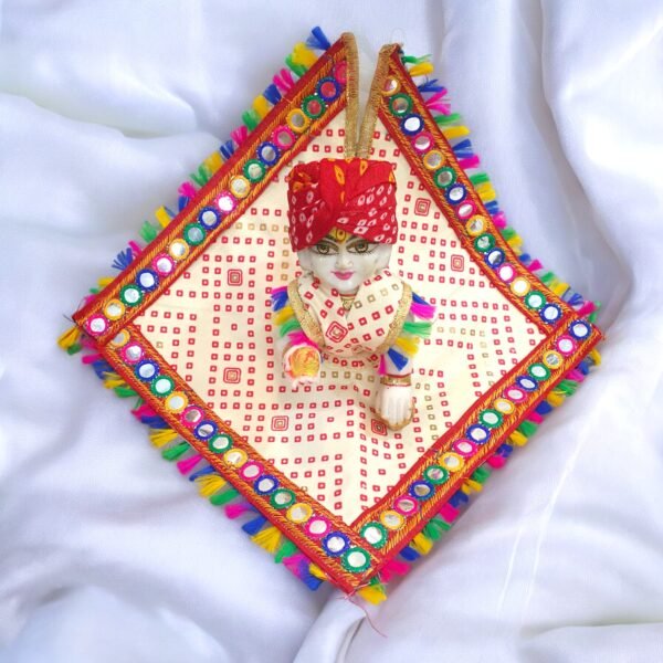 Square Shape - Bandhani Poshak with free pagdi for God Idols - Image 5