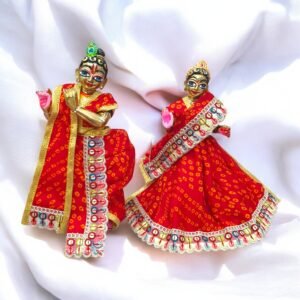 Premium Quality Bhandej print designer Radha Krishna Poshak