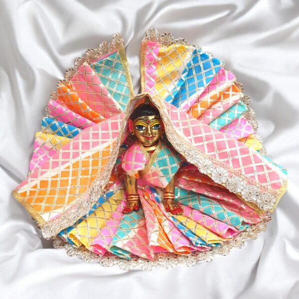 Gota Work Multi colored designer poshak with chunri for God Idols