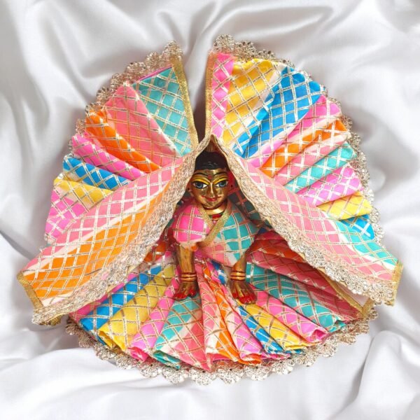 Gota Work Multi colored designer poshak with chunri for God Idols - Image 2