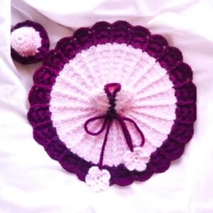 Pink color Woolen poshak with cap for God idols