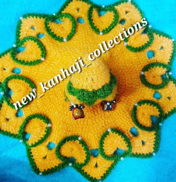 Yellow Woolen poshak with cap for God idols