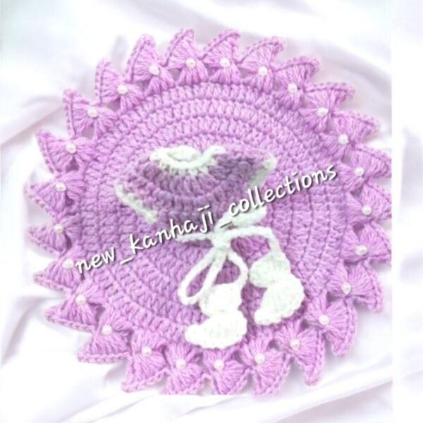 Lavender colored Woolen poshak with cap for God idols