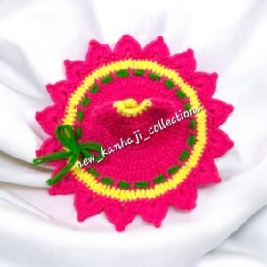 Rani Pink color design Woolen poshak with cap for God idols