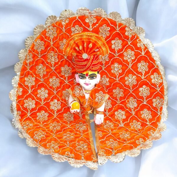 Orange handwork designer Velvet Poshak with Pagdi