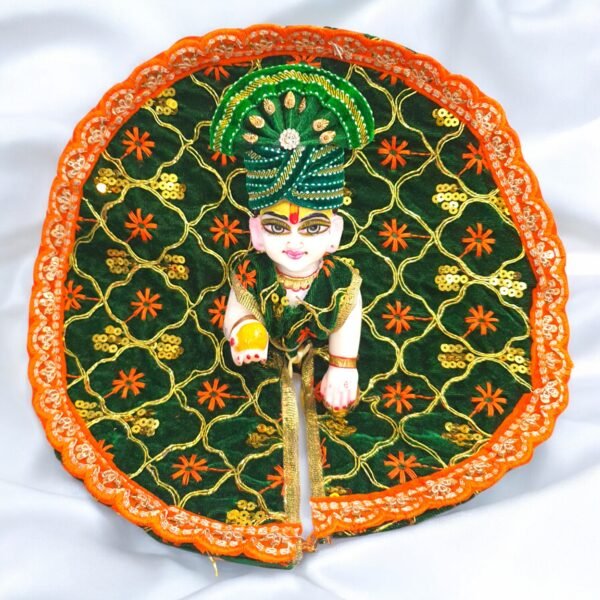 Green handwork designer Velvet Poshak with Pagdi