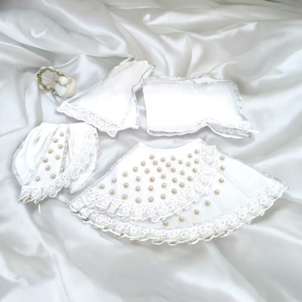 Pure white Poshak with Pagdi for Radha Krishna - Image 2