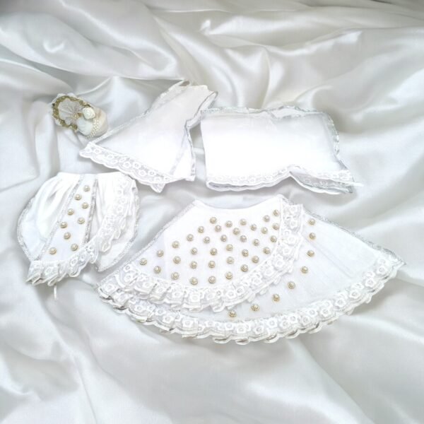 Pure white Poshak with Pagdi for Radha Krishna - Image 3