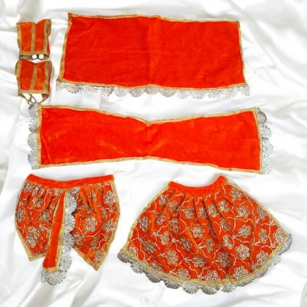 Orange Work Velvet designer Radha Krishna Poshak - Image 4