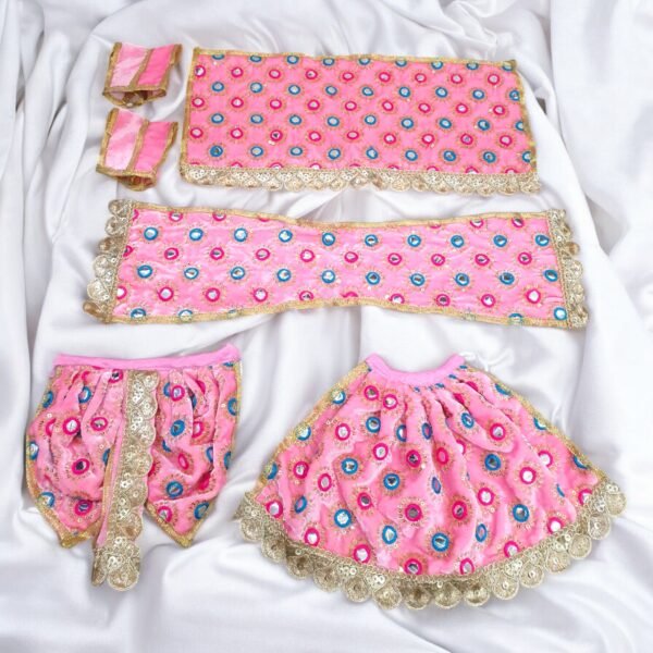 Pink Work Velvet designer Radha Krishna Poshak - Image 3