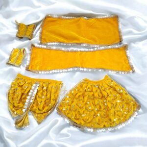 Yellow Work Velvet designer Radha Krishna Poshak