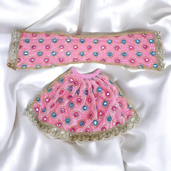 Pink velvet work Design Poshak for God idol