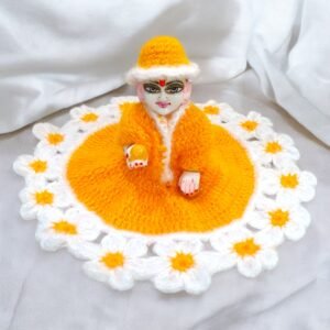 Yellow with White Flower Border Woolen poshak for God idols
