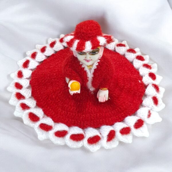 Red with White Border Woolen poshak for God idols - Image 2