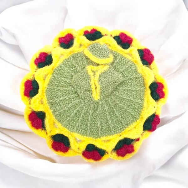 Pista Green with Flower border Woolen poshak for God idols
