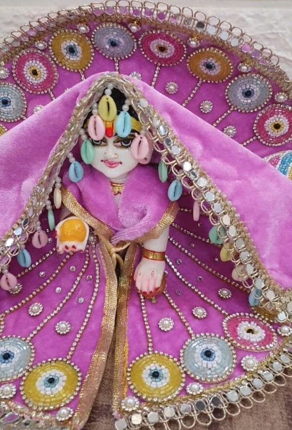 Pink Heavy velvet Designer Evil Eye Themed Dress with chunri for Bal Radha Rani
