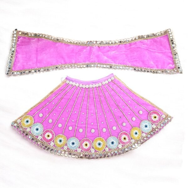 Designer Pink Velvet Lehnga Patka for God Idols
