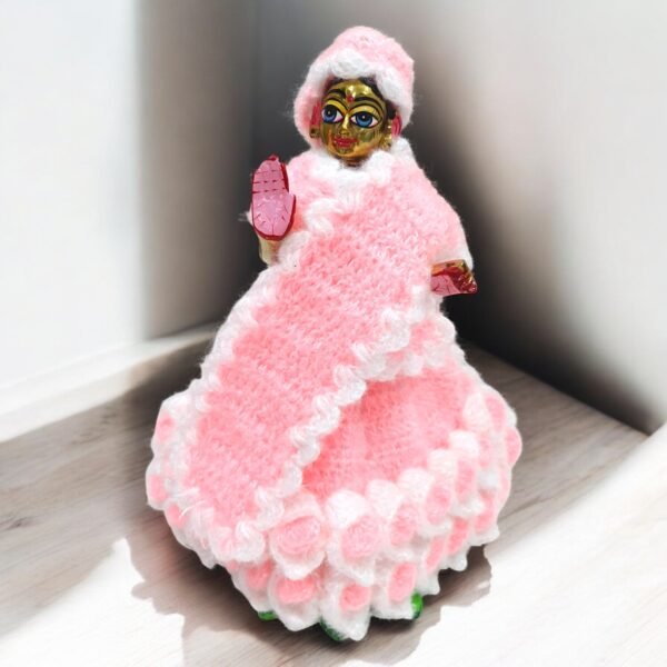 Pink-White Woolen set for Radha Krishna - Image 4