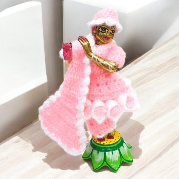 Pink-White Woolen set for Radha Krishna - Image 5