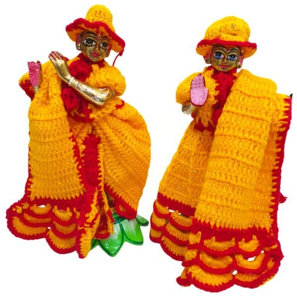 Yellow-Red Woolen set for Radha Krishna - Image 2