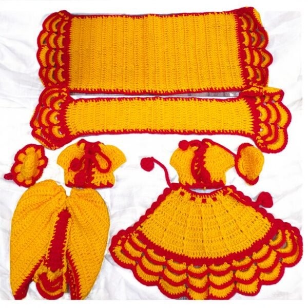 Yellow-Red Woolen set for Radha Krishna - Image 3