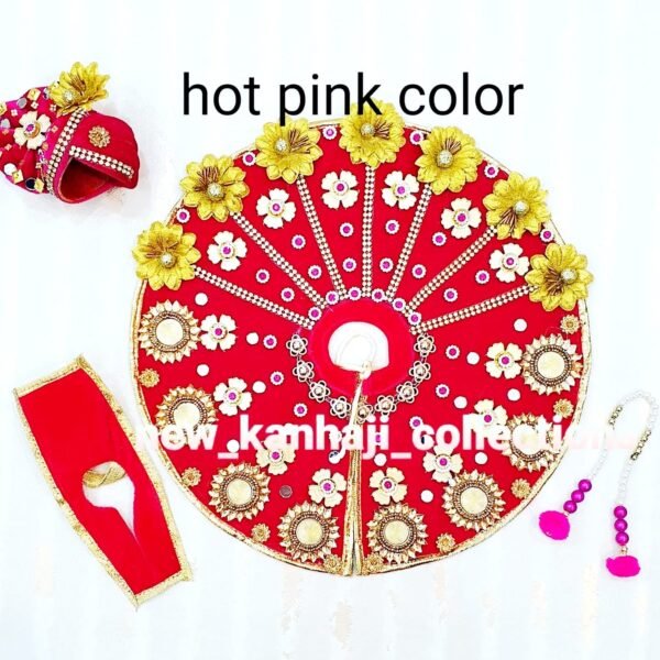 Heavy Designer Velvet Poshak with Pagdi Patka Choli for God Idols - Image 4