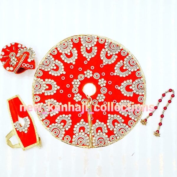 Heavy Designer Velvet Poshak with Pagdi Patka Choli for God Idols - Image 3