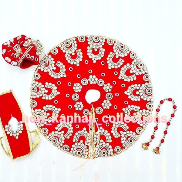 Heavy Designer Velvet Poshak with Pagdi Patka Choli for God Idols - Image 5