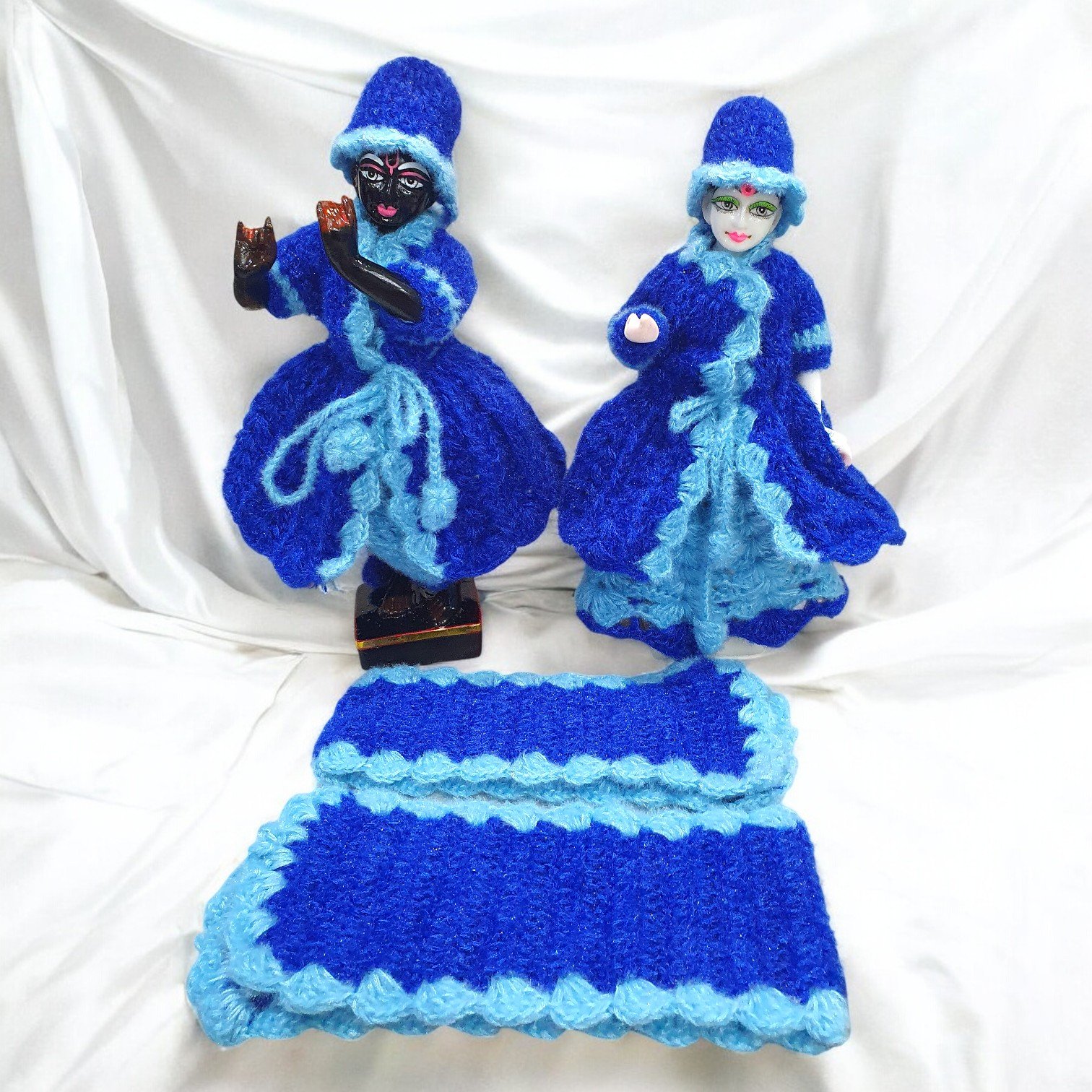 Blue/Sky Blue Woolen set for Radha Krishna